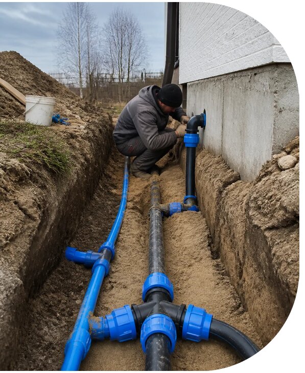 Монтаж наружного водопровода на участке под ключ в Белой Калитве